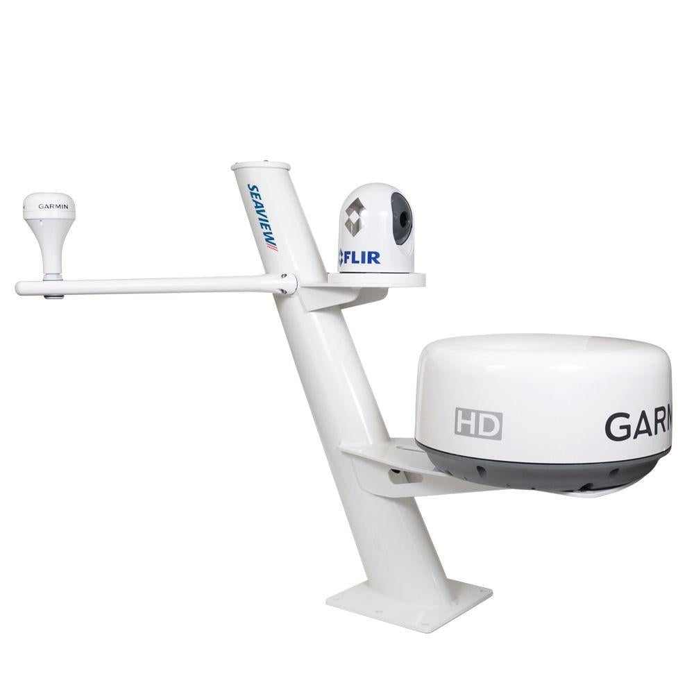 SEAVIEW 30" Tapered Closed dome Radar Mount/ Camera or Searchlight / Aft lean / Removable Spreaders/ 10x10 base plate | PMABC37S