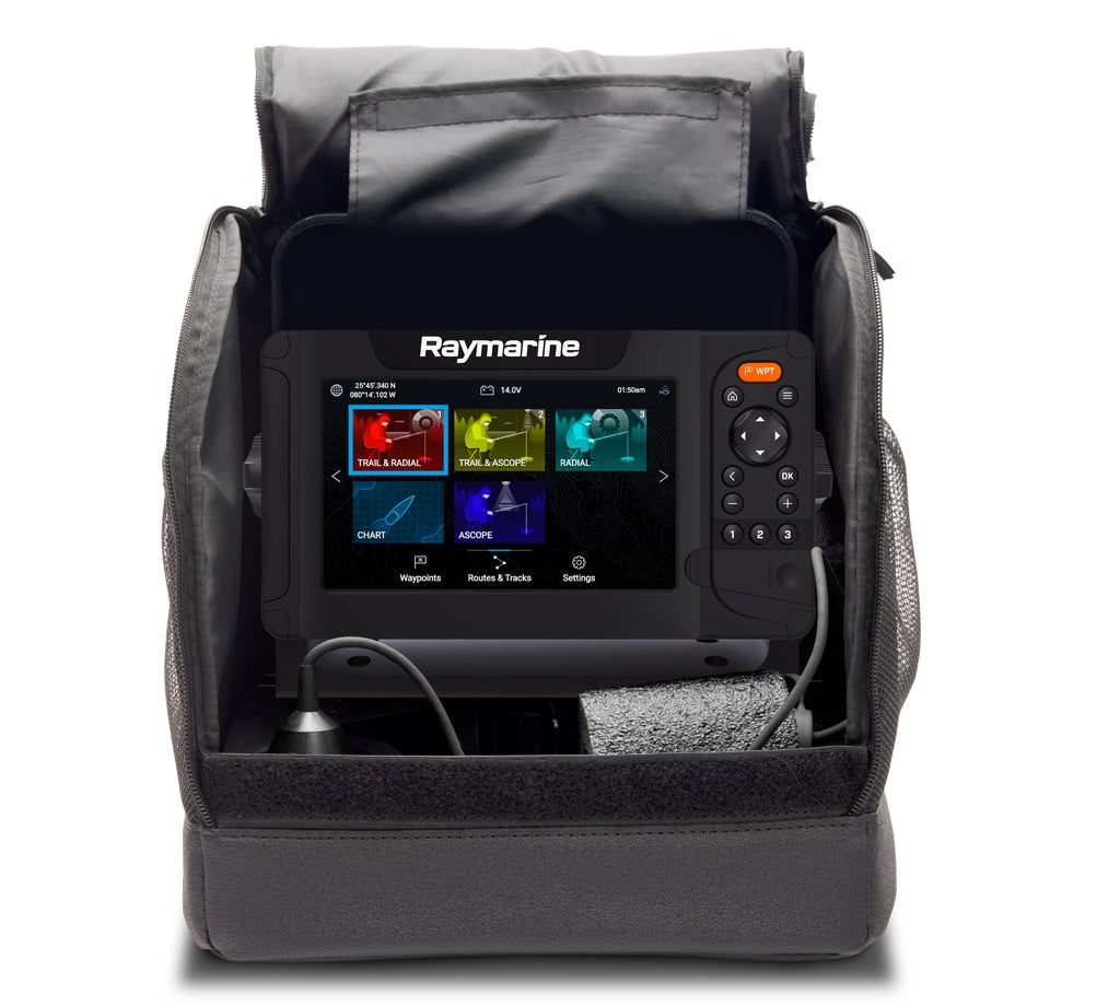 Raymarine Element Ice Fishing Bag, Battery, Charger, Mount Transducer And Float