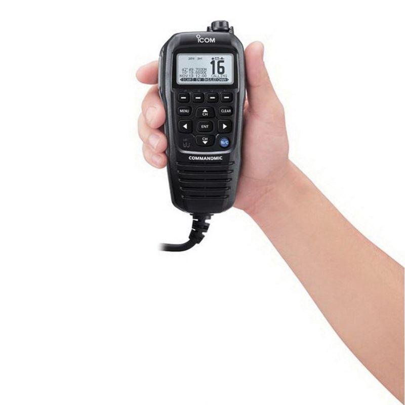 ICOM CommandMic IV with white backlit LCD in black | HM195GB